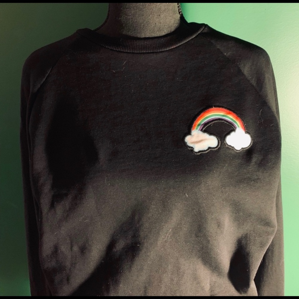 Rainbow/black sweatshirt; Super soft—EUC. 🌈